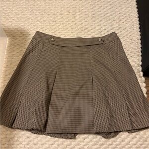 H&M Brown Checkered Skater Skirt